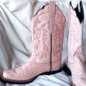 Double-H pink cowgirl boots square toe and box heel